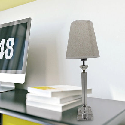 1 Bulb Baluster Fabric Table Light Modernism Hand-Cut Crystal Small Desk Lamp in Grey Grey Clearhalo 'Lamps' 'Table Lamps' Lighting' 411943