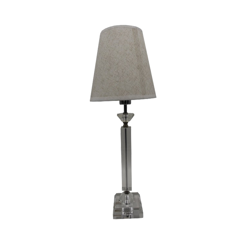 1 Bulb Baluster Fabric Table Light Modernism Hand-Cut Crystal Small Desk Lamp in Grey Clearhalo 'Lamps' 'Table Lamps' Lighting' 411945