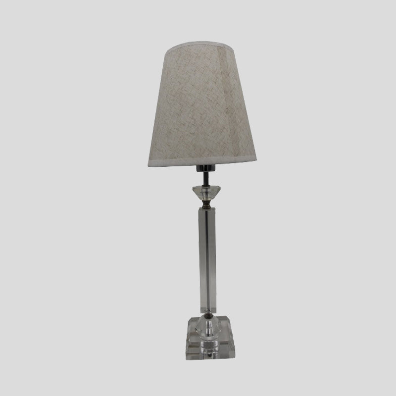 1 Bulb Baluster Fabric Table Light Modernism Hand-Cut Crystal Small Desk Lamp in Grey Clearhalo 'Lamps' 'Table Lamps' Lighting' 411946