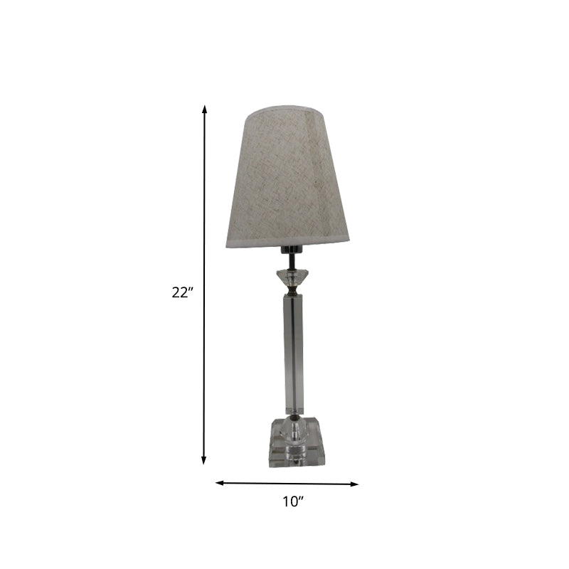 1 Bulb Baluster Fabric Table Light Modernism Hand-Cut Crystal Small Desk Lamp in Grey Clearhalo 'Lamps' 'Table Lamps' Lighting' 411947
