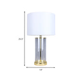 1 Bulb Dining Room Table Light Simple White Small Desk Lamp with Drum Fabric Shade Clearhalo 'Lamps' 'Table Lamps' Lighting' 412484