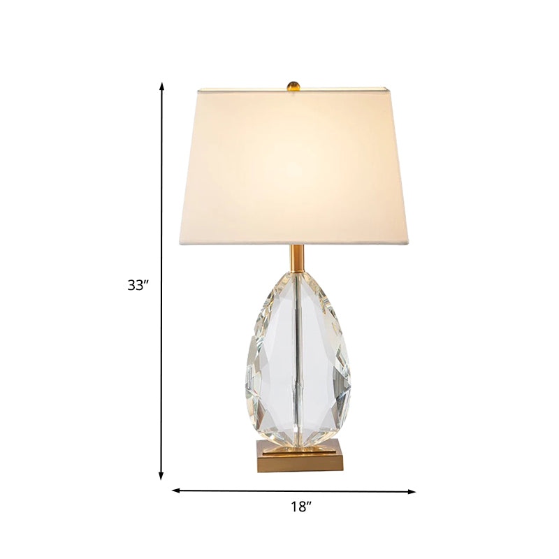1 Bulb Bedroom Table Light Modern Beige Nightstand Lamp with Trapezoid Fabric Shade Clearhalo 'Lamps' 'Table Lamps' Lighting' 412778