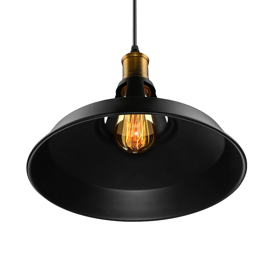 10.5"/12"/15" W 1 Light Hanging Light with Barn Shade Iron Farmhouse Style Dining Room Ceiling Light Fixture in Black/White/White Inner Clearhalo 'Art Deco Pendants' 'Black' 'Cast Iron' 'Ceiling Lights' 'Ceramic' 'Crystal' 'Industrial Pendants' 'Industrial' 'Metal' 'Middle Century Pendants' 'Pendant Lights' 'Pendants' 'Rustic Pendants' 'Tiffany' Lighting' 4128