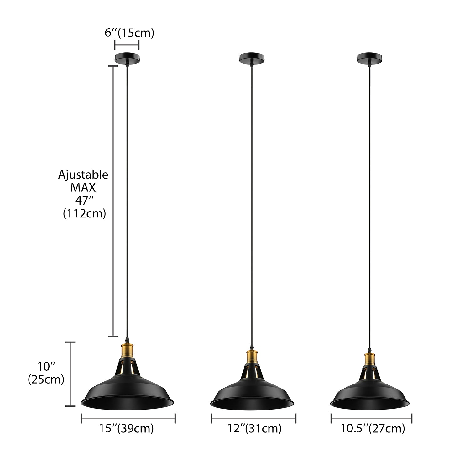 10.5"/12"/15" W 1 Light Hanging Light with Barn Shade Iron Farmhouse Style Dining Room Ceiling Light Fixture in Black/White/White Inner Clearhalo 'Art Deco Pendants' 'Black' 'Cast Iron' 'Ceiling Lights' 'Ceramic' 'Crystal' 'Industrial Pendants' 'Industrial' 'Metal' 'Middle Century Pendants' 'Pendant Lights' 'Pendants' 'Rustic Pendants' 'Tiffany' Lighting' 4129