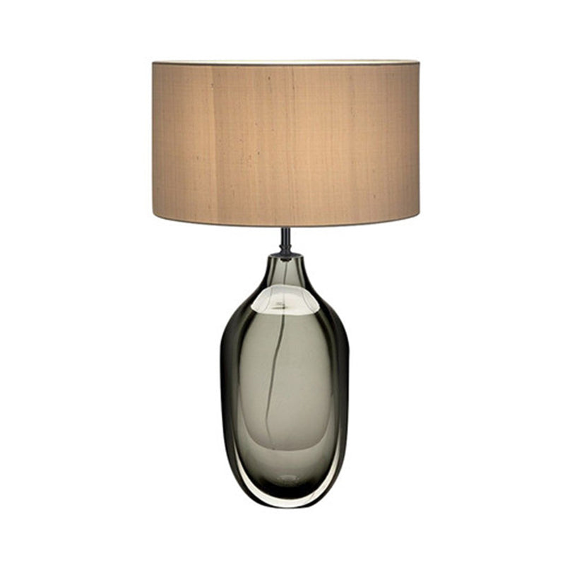 Straight Sided Shade Crystal Task Lamp Modernist Fabric 1 Bulb Reading Light in Khaki Clearhalo 'Lamps' 'Table Lamps' Lighting' 413031