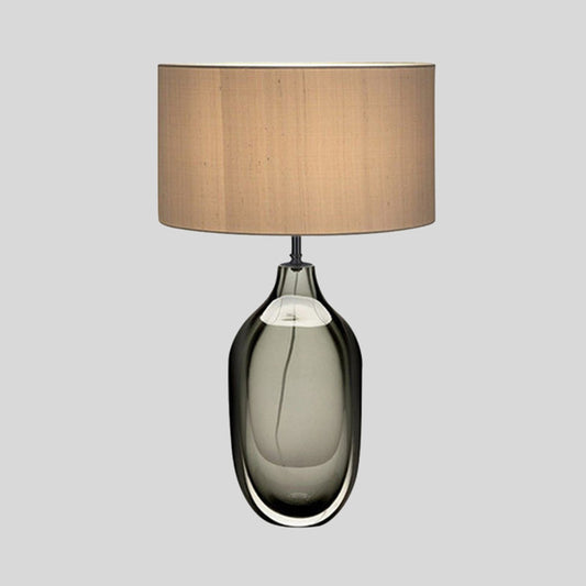 Straight Sided Shade Crystal Task Lamp Modernist Fabric 1 Bulb Reading Light in Khaki Clearhalo 'Lamps' 'Table Lamps' Lighting' 413032