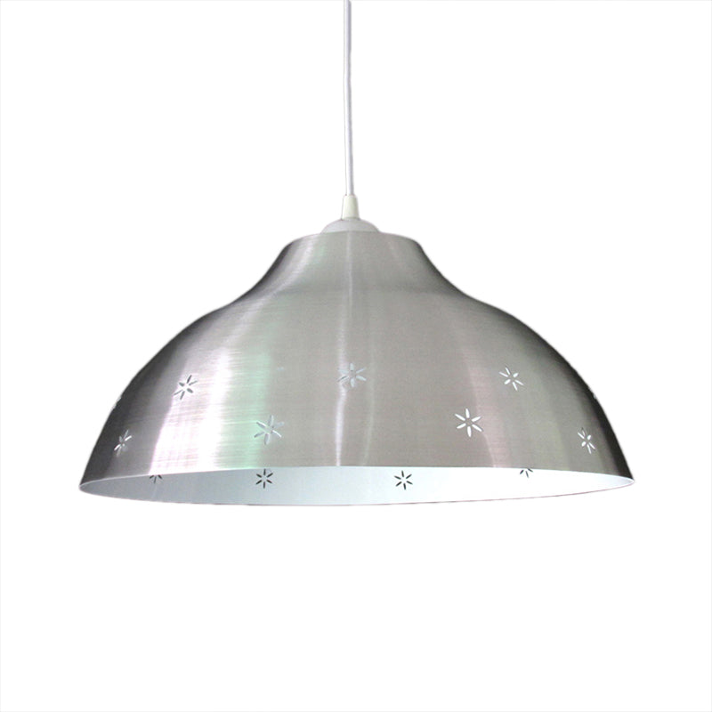 1 Bulb Dome Pendant Lighting Retro Style Black/White Metal Suspension Light with Flower Pattern and Adjustable Cord Clearhalo 'Art Deco Pendants' 'Black' 'Cast Iron' 'Ceiling Lights' 'Ceramic' 'Crystal' 'Industrial Pendants' 'Industrial' 'Metal' 'Middle Century Pendants' 'Pendant Lights' 'Pendants' 'Rustic Pendants' 'Tiffany' Lighting' 41335