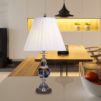 Urn-Shaped Nightstand Lamp Modern Beveled Crystal 14"/16" Wide 1 Head White Reading Light White Clearhalo 'Lamps' 'Table Lamps' Lighting' 413391