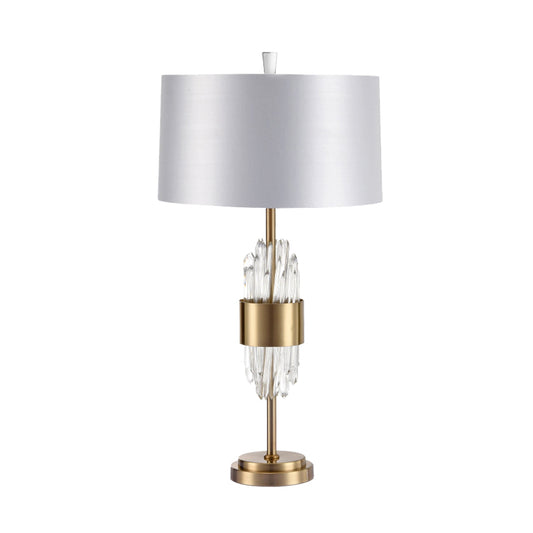 1 Bulb Dining Room Desk Lamp Modern White Table Light with Cylindrical Fabric Shade Clearhalo 'Lamps' 'Table Lamps' Lighting' 413631
