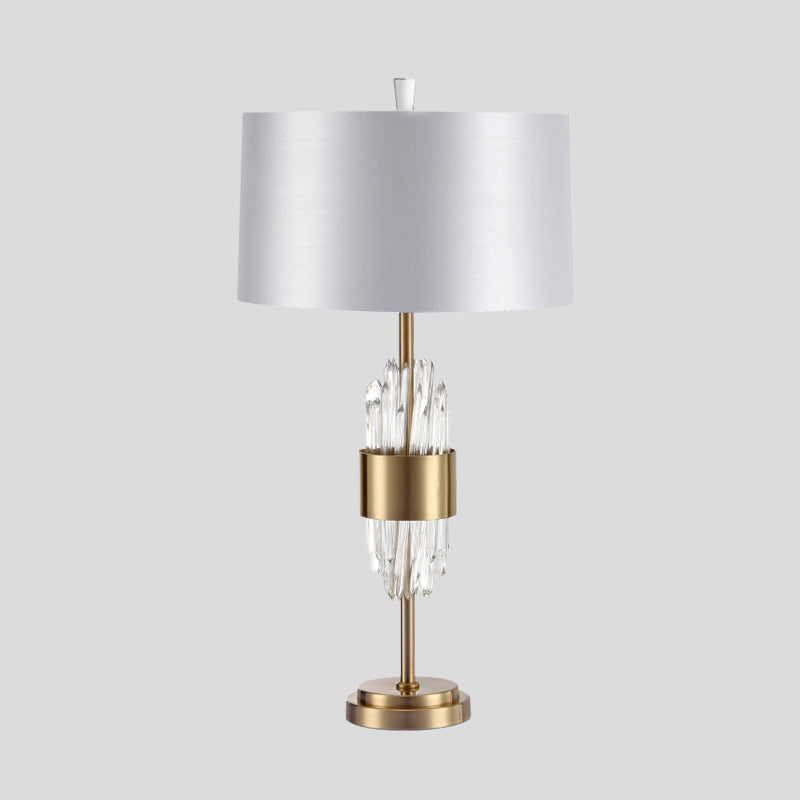 1 Bulb Dining Room Desk Lamp Modern White Table Light with Cylindrical Fabric Shade Clearhalo 'Lamps' 'Table Lamps' Lighting' 413632