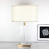Shaded Fabric Desk Lamp Modern 1 Head Gold Table Light, Rectangle Clear Crystal Base Clearhalo 'Lamps' 'Table Lamps' Lighting' 413953