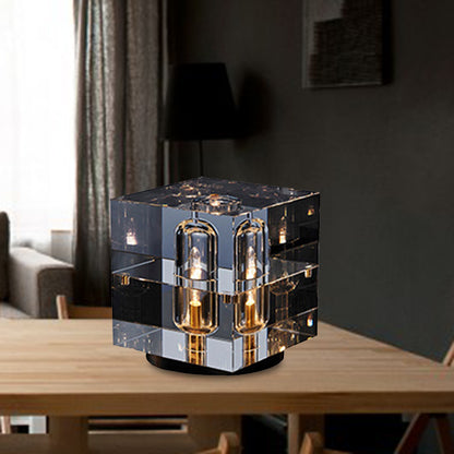 Cubic Living Room Desk Light Clear Hand-Cut Crystal LED Modernism Night Table Lamp Clear Clearhalo 'Lamps' 'Table Lamps' Lighting' 415324