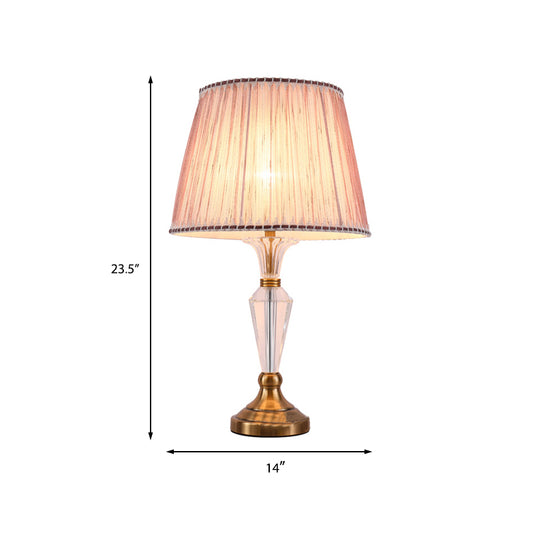 1 Head Living Room Desk Lamp Modernism Pink Table Light with Conical Fabric Shade Clearhalo 'Lamps' 'Table Lamps' Lighting' 415358