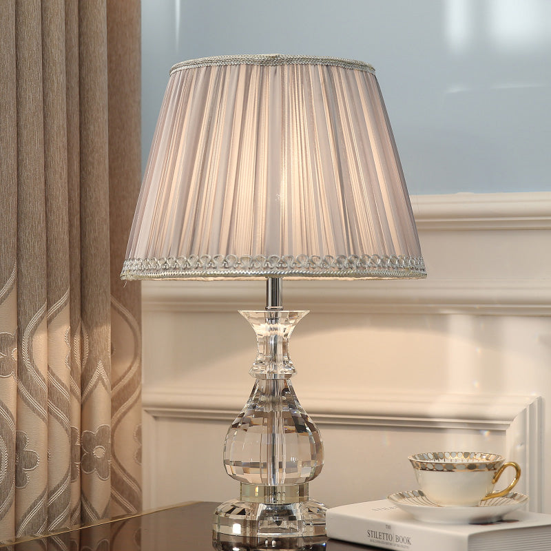 Clear Crystal Gourd Table Lamp Modern 1 Bulb Desk Light in Grey with Faux-Braided Detailing Clearhalo 'Lamps' 'Table Lamps' Lighting' 415672