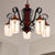 5 Lights Cylinder Ceiling Pendant Light with 27.5" Metal Chain Country Suspension Light in Black Black Clearhalo 'Ceiling Lights' 'Chandeliers' 'Glass shade' 'Glass' 'Industrial Chandeliers' 'Industrial' 'Middle Century Chandeliers' 'Tiffany' Lighting' 415922