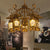 Aged Brass Lantern Suspension Light Village Style Metal and Clear Glass 5 Light Dining Room Chandelier Brass Clearhalo 'Ceiling Lights' 'Chandeliers' 'Close To Ceiling Lights' 'Glass shade' 'Glass' 'Industrial Chandeliers' 'Industrial' 'Middle Century Chandeliers' 'Tiffany' Lighting' 415926