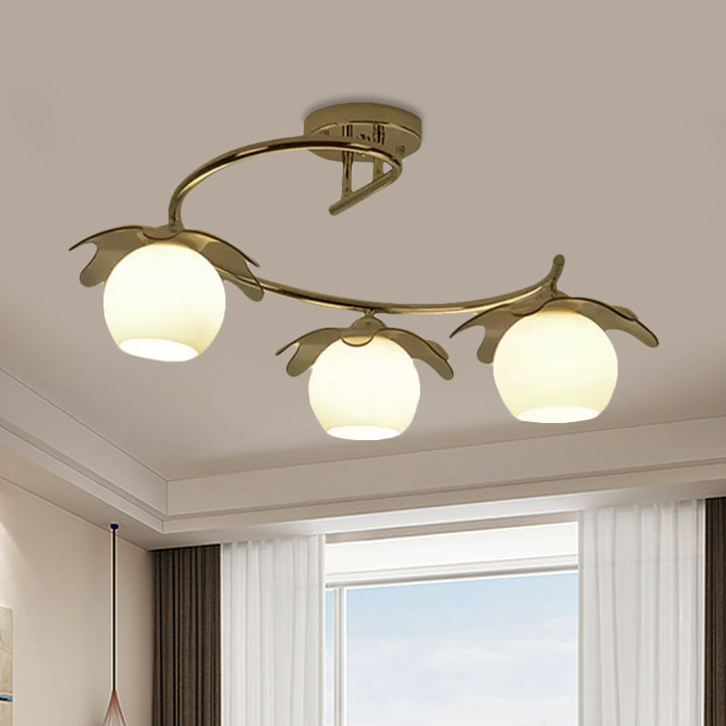 Globe Glass Shade Semi Flush Ceiling Light Modern Chrome Bedroom LED Ceiling Mounted Light Clearhalo 'Ceiling Lights' 'Close To Ceiling Lights' 'Close to ceiling' 'Glass shade' 'Glass' 'Pendant Lights' 'Semi-flushmount' Lighting' 416067