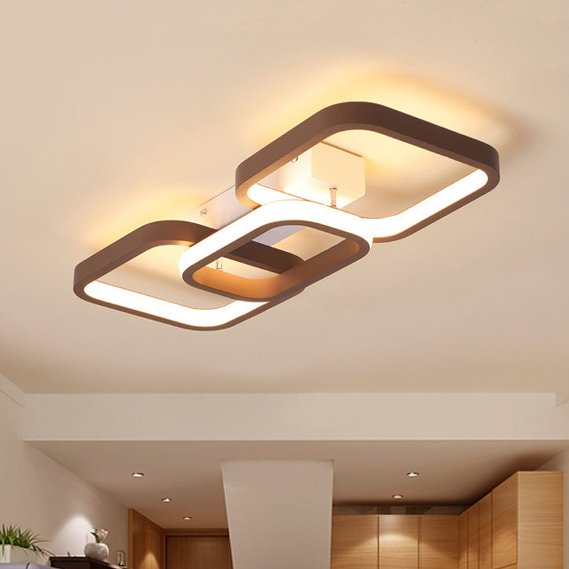 2/3/4 Heads Simple Square Flush Mount Ceiling Lamp Brown Hallway Ceiling Flush Mount in Warm/White Clearhalo 'Ceiling Lights' 'Close To Ceiling Lights' 'Close to ceiling' 'Flush mount' Lighting' 416072