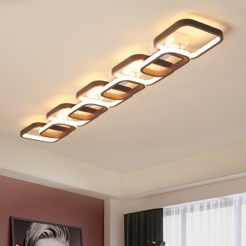 2/3/4 Heads Simple Square Flush Mount Ceiling Lamp Brown Hallway Ceiling Flush Mount in Warm/White Clearhalo 'Ceiling Lights' 'Close To Ceiling Lights' 'Close to ceiling' 'Flush mount' Lighting' 416075