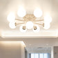 White/Black Globe Glass Shade Semi Flush Mount Light Fixture Nordic Metal 3/5/9 Lights Ceiling Flush Mount for Living Room Clearhalo 'Ceiling Lights' 'Close To Ceiling Lights' 'Close to ceiling' 'Semi-flushmount' Lighting' 416114
