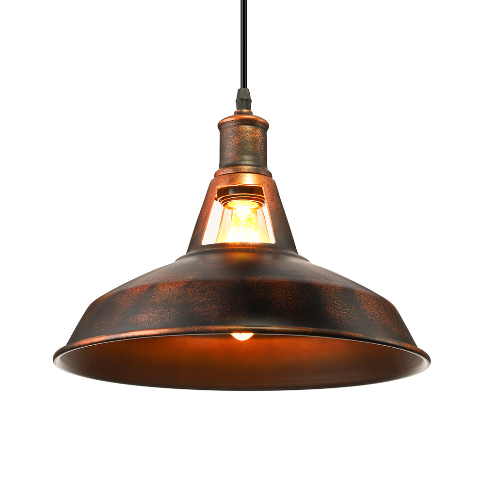 Metal Rust Pendant Light Fixture with Barn Shade 1 Bulb Rustic Style Hanging Lamp with Adjustable Cord, 10.5"/12"/15" Width Clearhalo 'Art Deco Pendants' 'Cast Iron' 'Ceiling Lights' 'Ceramic' 'Crystal' 'Industrial Pendants' 'Industrial' 'Metal' 'Middle Century Pendants' 'Pendant Lights' 'Pendants' 'Tiffany' Lighting' 4176