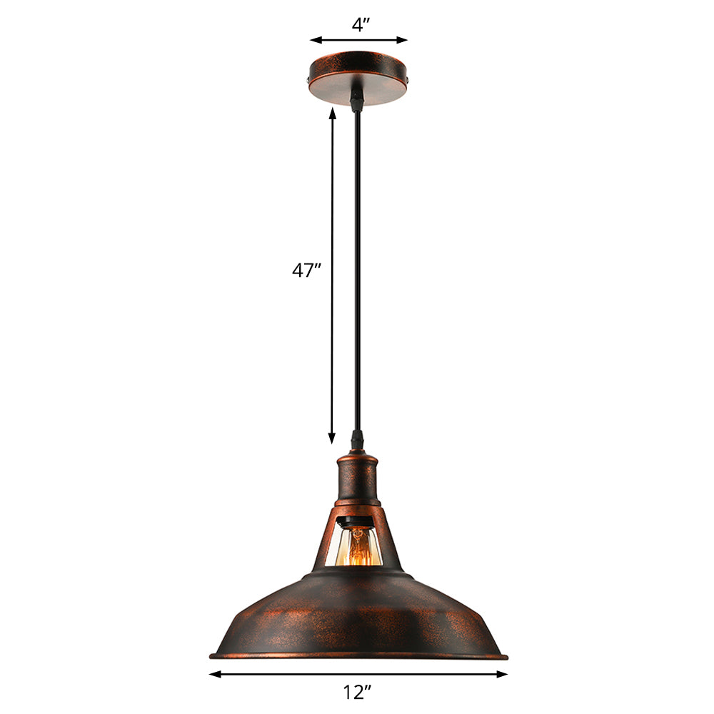 Metal Rust Pendant Light Fixture with Barn Shade 1 Bulb Rustic Style Hanging Lamp with Adjustable Cord, 10.5"/12"/15" Width Clearhalo 'Art Deco Pendants' 'Cast Iron' 'Ceiling Lights' 'Ceramic' 'Crystal' 'Industrial Pendants' 'Industrial' 'Metal' 'Middle Century Pendants' 'Pendant Lights' 'Pendants' 'Tiffany' Lighting' 4178