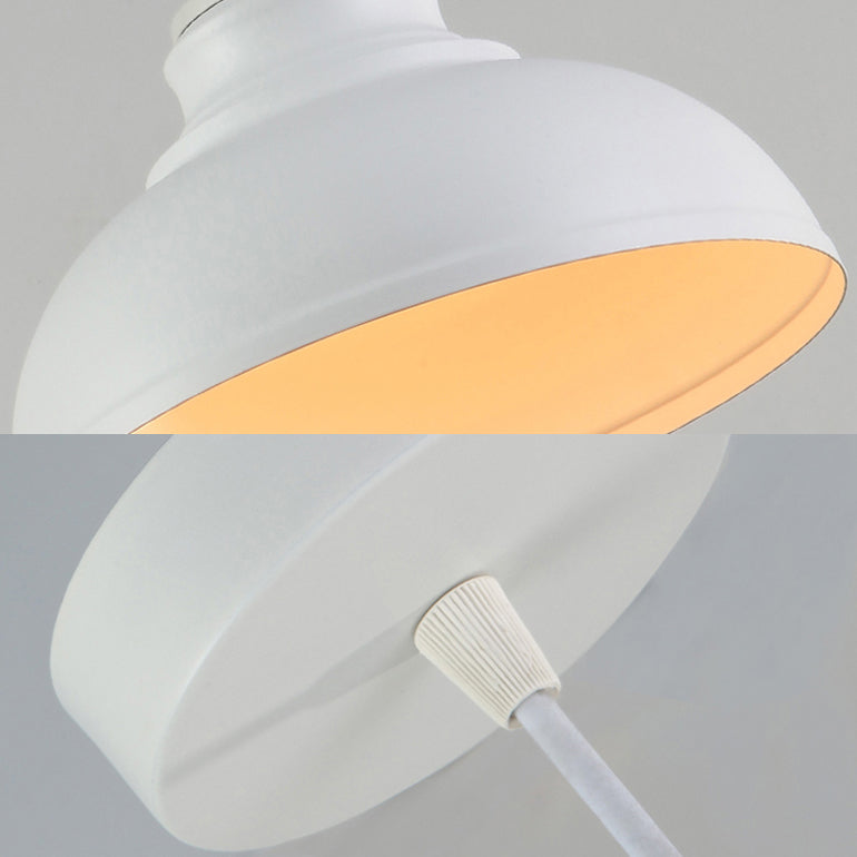 Industrial Bowl Shade Pendant Lighting 1 Light Metal Suspension Light with 39" Cord Adjustable in Rust/White/Black Clearhalo 'Art Deco Pendants' 'Black' 'Cast Iron' 'Ceiling Lights' 'Ceramic' 'Crystal' 'Industrial Pendants' 'Industrial' 'Metal' 'Middle Century Pendants' 'Pendant Lights' 'Pendants' 'Rustic Pendants' 'Tiffany' Lighting' 41789