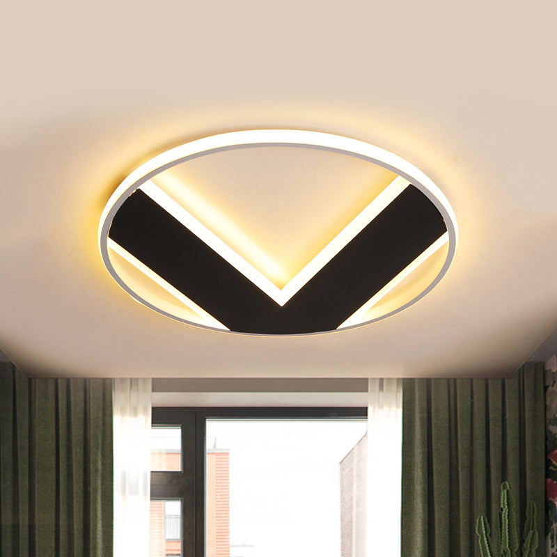 16"/19.5"/25.5" V-Shaped Ceiling Light Modern Acrylic Black Creative Bedroom Lighting Fixture, Warm/White Clearhalo 'Ceiling Lights' 'Close To Ceiling Lights' 'Close to ceiling' 'Flush mount' Lighting' 418139