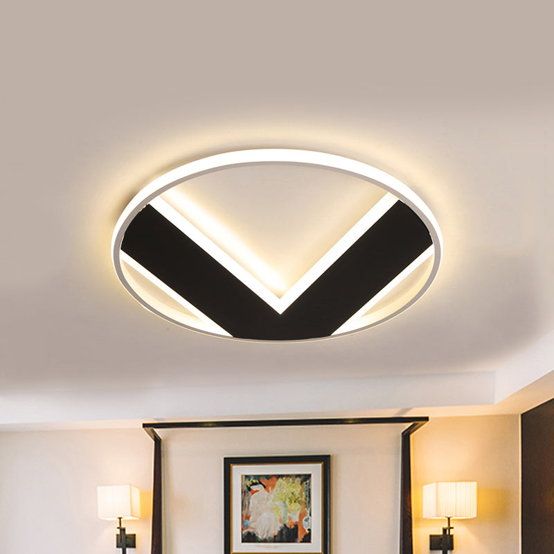 16"/19.5"/25.5" V-Shaped Ceiling Light Modern Acrylic Black Creative Bedroom Lighting Fixture, Warm/White Clearhalo 'Ceiling Lights' 'Close To Ceiling Lights' 'Close to ceiling' 'Flush mount' Lighting' 418140