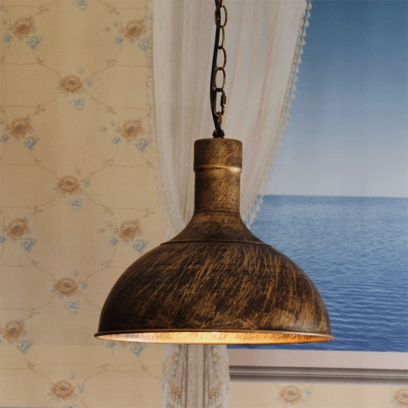 Metal Aged Brass/Black Pendant Lighting Dome Shade 1 Light Vintage Style Hanging Ceiling Lamp for Balcony Antique Brass Clearhalo 'Art Deco Pendants' 'Black' 'Cast Iron' 'Ceiling Lights' 'Ceramic' 'Crystal' 'Industrial Pendants' 'Industrial' 'Metal' 'Middle Century Pendants' 'Pendant Lights' 'Pendants' 'Rustic Pendants' 'Tiffany' Lighting' 41994