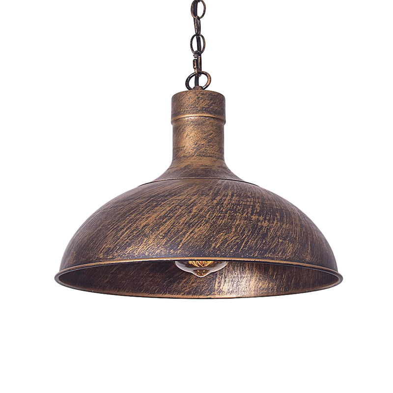 Metal Aged Brass/Black Pendant Lighting Dome Shade 1 Light Vintage Style Hanging Ceiling Lamp for Balcony Clearhalo 'Art Deco Pendants' 'Black' 'Cast Iron' 'Ceiling Lights' 'Ceramic' 'Crystal' 'Industrial Pendants' 'Industrial' 'Metal' 'Middle Century Pendants' 'Pendant Lights' 'Pendants' 'Rustic Pendants' 'Tiffany' Lighting' 41996