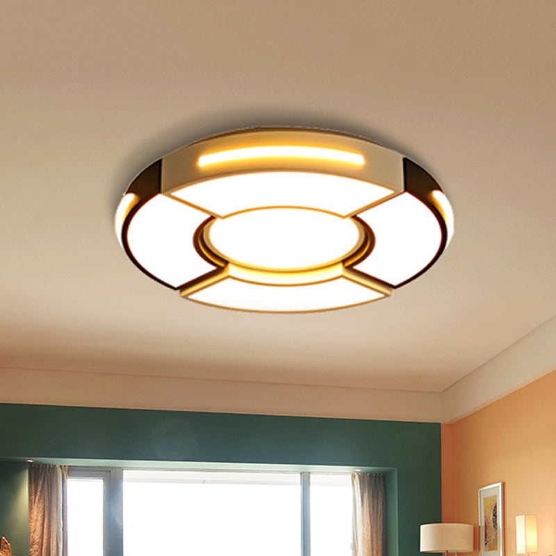 Unique Round Ceiling Fixture Modern Acrylic 16"/19.5"/23.5" Black Lighting Fixture, Warm/White Clearhalo 'Ceiling Lights' 'Close To Ceiling Lights' 'Close to ceiling' 'Flush mount' Lighting' 421003