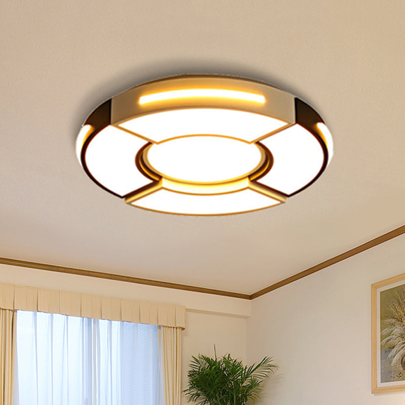 Unique Round Ceiling Fixture Modern Acrylic 16"/19.5"/23.5" Black Lighting Fixture, Warm/White Clearhalo 'Ceiling Lights' 'Close To Ceiling Lights' 'Close to ceiling' 'Flush mount' Lighting' 421005