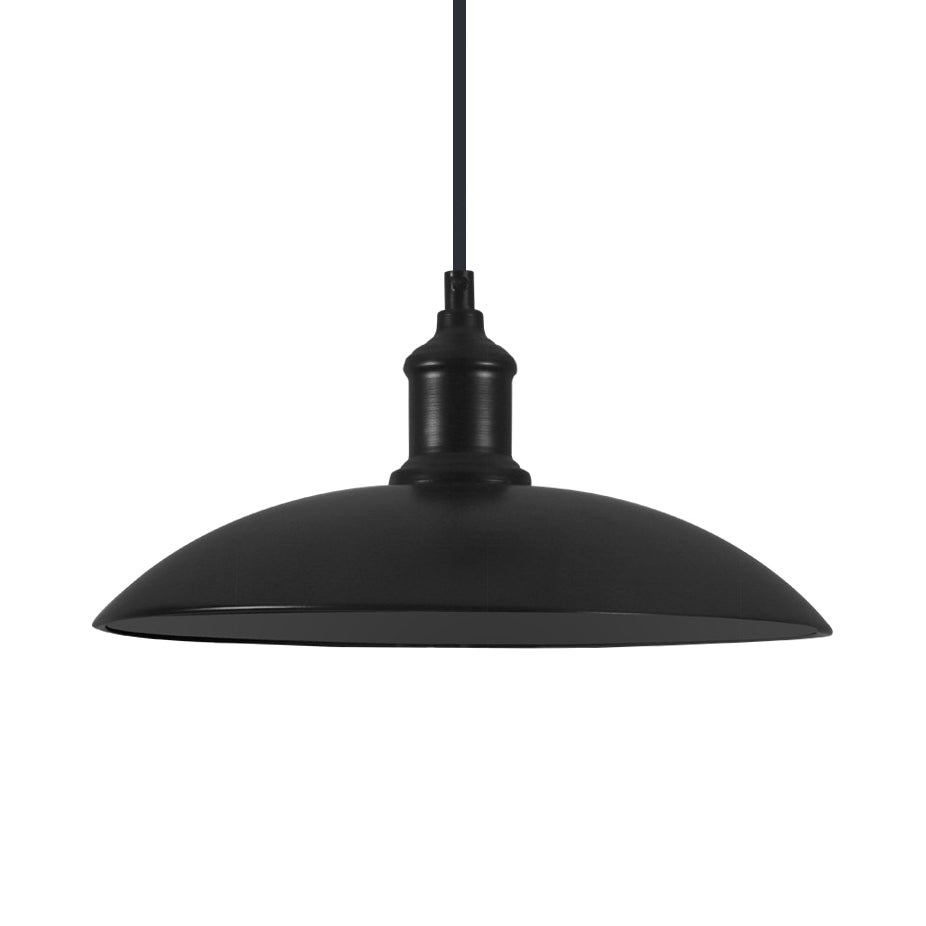 Metallic Saucer Shade Pendant Light Industrial Style 12.5"/16" W 1 Light Living Room Ceiling Hanging Light in Black/White Clearhalo 'Art Deco Pendants' 'Black' 'Cast Iron' 'Ceiling Lights' 'Ceramic' 'Crystal' 'Industrial Pendants' 'Industrial' 'Metal' 'Middle Century Pendants' 'Pendant Lights' 'Pendants' 'Rustic Pendants' 'Tiffany' Lighting' 42143