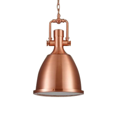 Nickel/Copper Finish 1 Light Pendant Lamp Industrial Metal Dome Hanging Ceiling Light with Chain and Glass Diffuser Copper Clearhalo 'Art Deco Pendants' 'Cast Iron' 'Ceiling Lights' 'Ceramic' 'Crystal' 'Industrial Pendants' 'Industrial' 'Metal' 'Middle Century Pendants' 'Pendant Lights' 'Pendants' 'Tiffany' Lighting' 42421