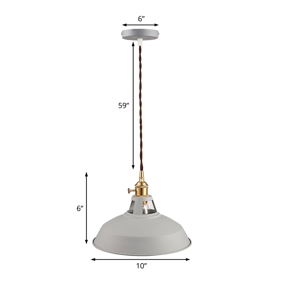 1 Bulb Barn Pendant Lamp Industrial Stylish Black/White Metallic Ceiling Light with Hanging Cord for Kitchen Clearhalo 'Art Deco Pendants' 'Black' 'Cast Iron' 'Ceiling Lights' 'Ceramic' 'Crystal' 'Industrial Pendants' 'Industrial' 'Metal' 'Middle Century Pendants' 'Pendant Lights' 'Pendants' 'Rustic Pendants' 'Tiffany' Lighting' 4276