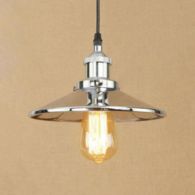Metal Chrome/Rust Finish Hanging Ceiling Light Conical 1 Light Retro Style Height Adjustable Pendant Lighting Chrome Clearhalo 'Art Deco Pendants' 'Cast Iron' 'Ceiling Lights' 'Ceramic' 'Crystal' 'Industrial Pendants' 'Industrial' 'Metal' 'Middle Century Pendants' 'Pendant Lights' 'Pendants' 'Tiffany' Lighting' 43088