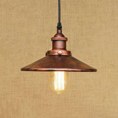 Metal Chrome/Rust Finish Hanging Ceiling Light Conical 1 Light Retro Style Height Adjustable Pendant Lighting Rust Clearhalo 'Art Deco Pendants' 'Cast Iron' 'Ceiling Lights' 'Ceramic' 'Crystal' 'Industrial Pendants' 'Industrial' 'Metal' 'Middle Century Pendants' 'Pendant Lights' 'Pendants' 'Tiffany' Lighting' 43089