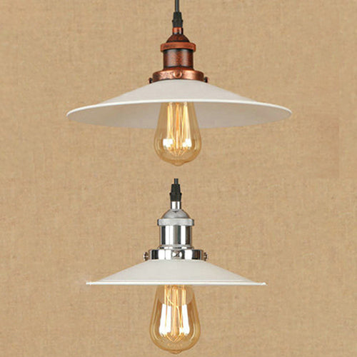 8.5"/10" Width Saucer Metal Suspension Lamp Industrial Style 1 Bulb Kitchen Pendant Light in Rust/Chrome Clearhalo 'Art Deco Pendants' 'Cast Iron' 'Ceiling Lights' 'Ceramic' 'Crystal' 'Industrial Pendants' 'Industrial' 'Metal' 'Middle Century Pendants' 'Pendant Lights' 'Pendants' 'Tiffany' Lighting' 43108