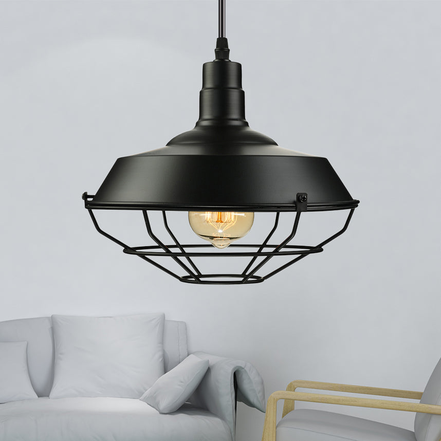 10"/14"/18" Dia 1 Head Pendant Light with Barn Shade Metal Farmhouse Style Dining Room Hanging Fixture in Black Black Clearhalo 'Art Deco Pendants' 'Black' 'Cast Iron' 'Ceiling Lights' 'Ceramic' 'Crystal' 'Industrial Pendants' 'Industrial' 'Metal' 'Middle Century Pendants' 'Pendant Lights' 'Pendants' 'Rustic Pendants' 'Tiffany' Lighting' 4311