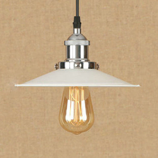 8.5"/10" Width Saucer Metal Suspension Lamp Industrial Style 1 Bulb Kitchen Pendant Light in Rust/Chrome Chrome Clearhalo 'Art Deco Pendants' 'Cast Iron' 'Ceiling Lights' 'Ceramic' 'Crystal' 'Industrial Pendants' 'Industrial' 'Metal' 'Middle Century Pendants' 'Pendant Lights' 'Pendants' 'Tiffany' Lighting' 43110