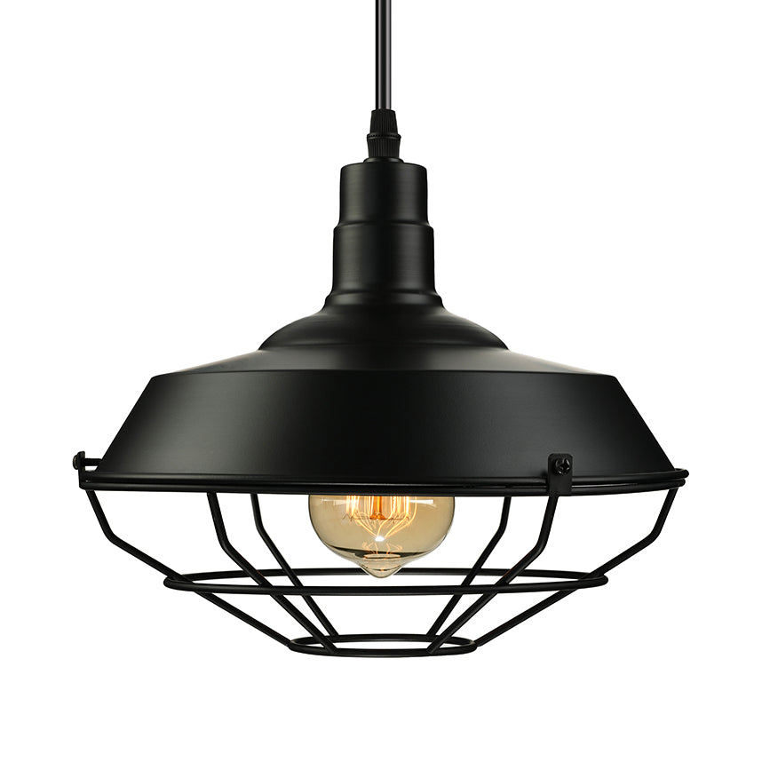 10"/14"/18" Dia 1 Head Pendant Light with Barn Shade Metal Farmhouse Style Dining Room Hanging Fixture in Black Clearhalo 'Art Deco Pendants' 'Black' 'Cast Iron' 'Ceiling Lights' 'Ceramic' 'Crystal' 'Industrial Pendants' 'Industrial' 'Metal' 'Middle Century Pendants' 'Pendant Lights' 'Pendants' 'Rustic Pendants' 'Tiffany' Lighting' 4315