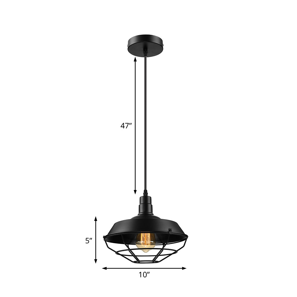 10"/14"/18" Dia 1 Head Pendant Light with Barn Shade Metal Farmhouse Style Dining Room Hanging Fixture in Black Clearhalo 'Art Deco Pendants' 'Black' 'Cast Iron' 'Ceiling Lights' 'Ceramic' 'Crystal' 'Industrial Pendants' 'Industrial' 'Metal' 'Middle Century Pendants' 'Pendant Lights' 'Pendants' 'Rustic Pendants' 'Tiffany' Lighting' 4316