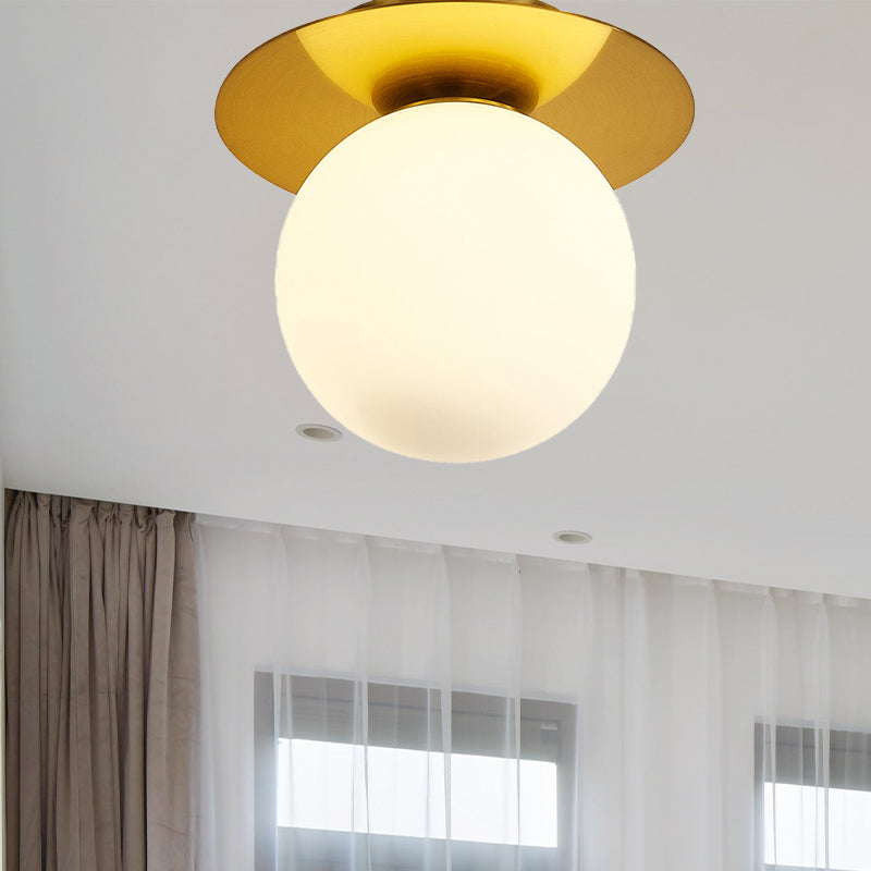 Clear/Light-Brown/Cream Orbit Ceiling Light Modern Glass 1 Light Kitchen Flushmount Ceiling Lamp Clearhalo 'Ceiling Lights' 'Close To Ceiling Lights' 'Close to ceiling' 'Flush mount' Lighting' 438265