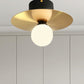 Milk Glass Globe Light Fixture Ceiling with Golden Disk Contemporary 1 Bulb Ceiling Light for Living Room Clearhalo 'Ceiling Lights' 'Close To Ceiling Lights' 'Close to ceiling' 'Flush mount' Lighting' 438273