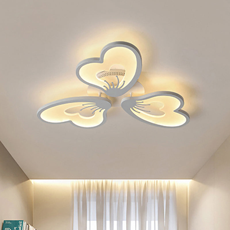 Flower Flush Mount Light Simple Style Acrylic White 3/5 Heads LED Bedroom Ceiling Mounted Light in Warm/White