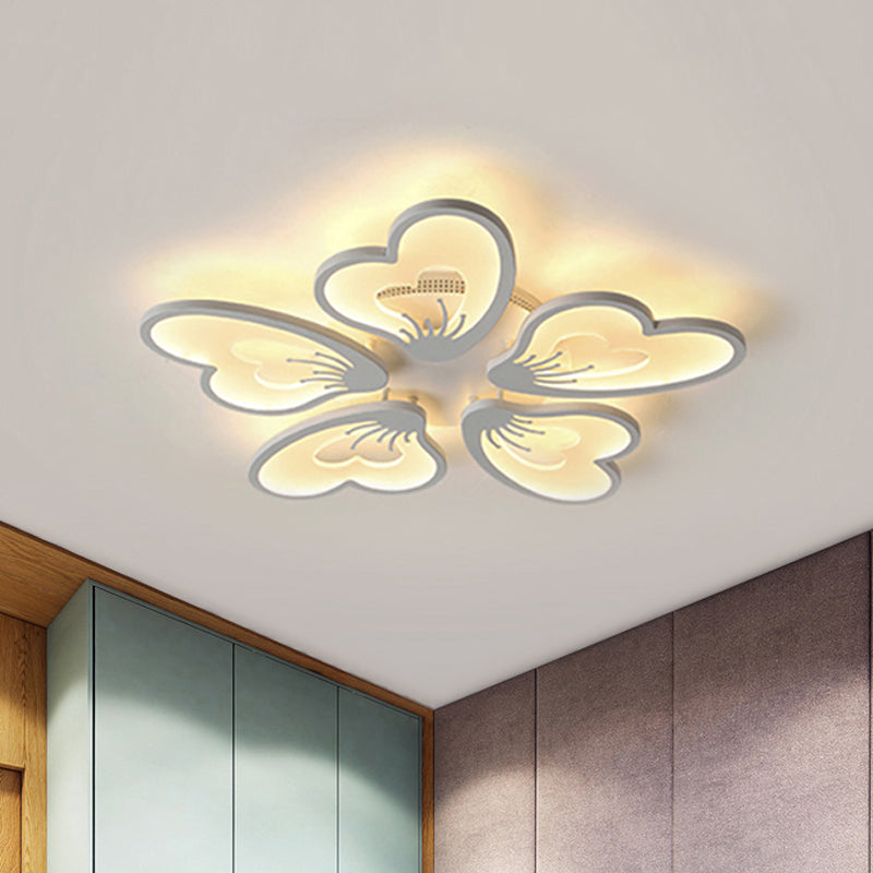 Flower Flush Mount Light Simple Style Acrylic White 3/5 Heads LED Bedroom Ceiling Mounted Light in Warm/White Clearhalo 'Ceiling Lights' 'Close To Ceiling Lights' 'Close to ceiling' 'Flush mount' Lighting' 438317