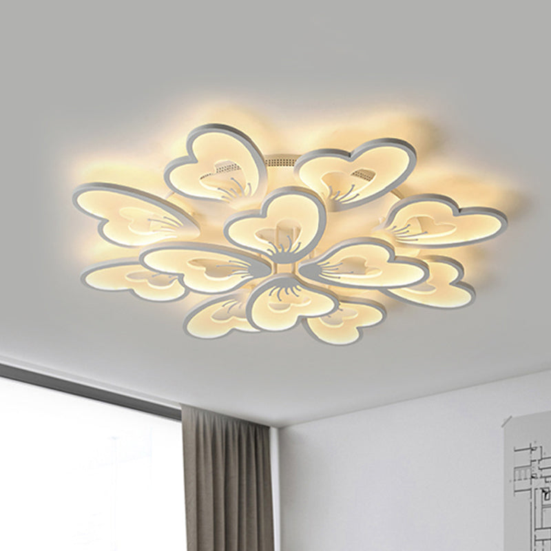 Modern Creative Petal Ceiling Flush Mount Acrylic White 9/12/15 Heads Integrated LED Living Room Flush Mount Light in Warm/White Clearhalo 'Ceiling Lights' 'Close To Ceiling Lights' 'Close to ceiling' 'Flush mount' Lighting' 438319