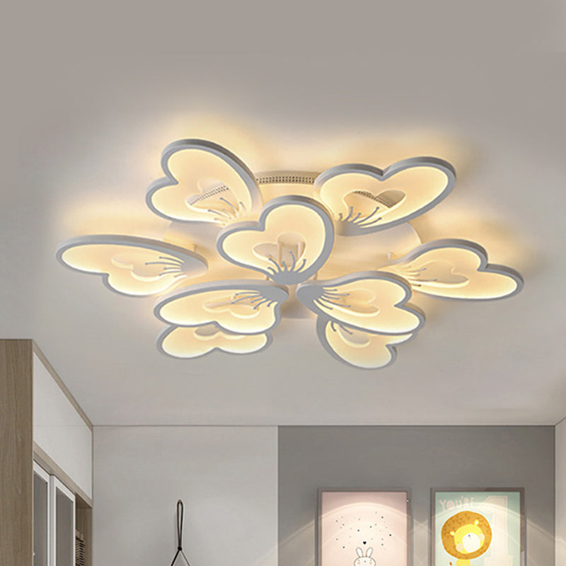 Modern Creative Petal Ceiling Flush Mount Acrylic White 9/12/15 Heads Integrated LED Living Room Flush Mount Light in Warm/White Clearhalo 'Ceiling Lights' 'Close To Ceiling Lights' 'Close to ceiling' 'Flush mount' Lighting' 438320