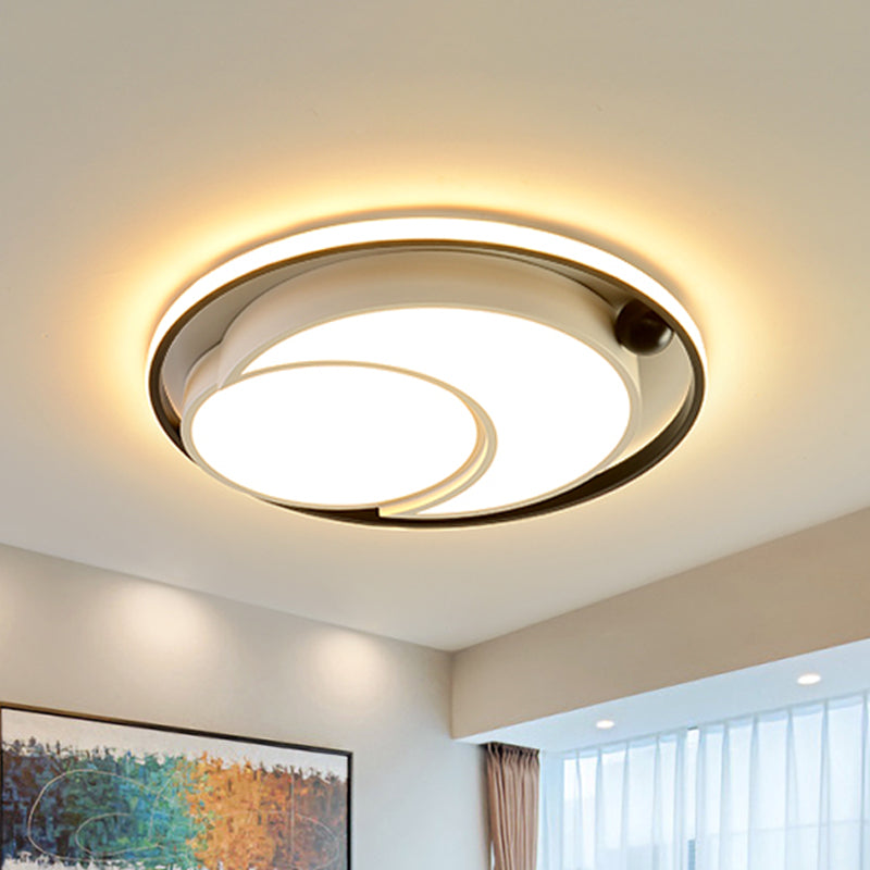 White/Black Round Flush Mount Ceiling Light Nordic Acrylic LED Ceiling Mounted Light for Bedroom in Warm/White, 18"/21.5" Dia Clearhalo 'Ceiling Lights' 'Close To Ceiling Lights' 'Close to ceiling' 'Flush mount' Lighting' 438323
